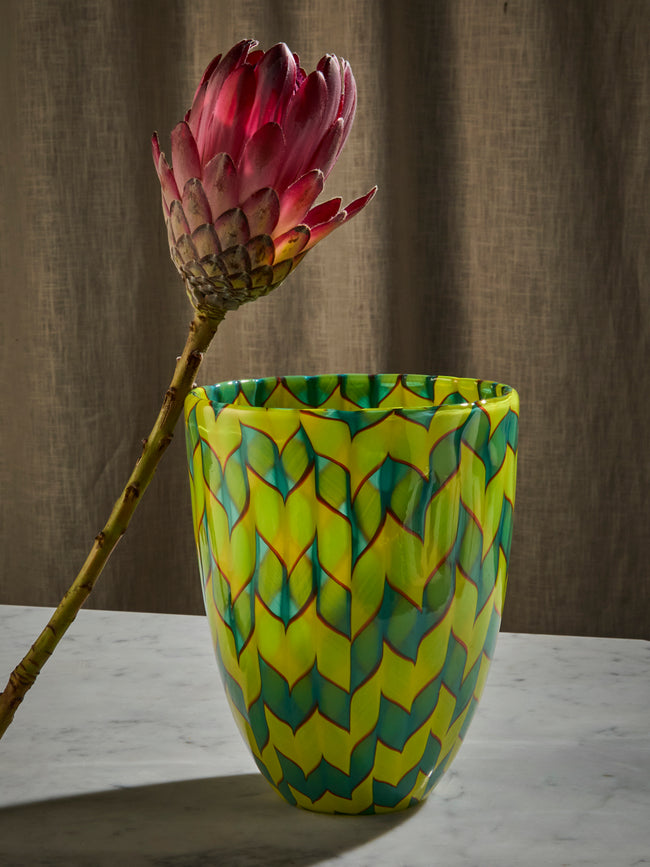 Antique and Vintage - 1980s James Carpenter for Venini Calabash Glass Vase - Yellow - ABASK