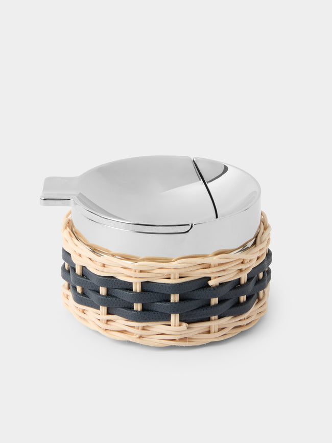 Pigment France - Toledo Leather and Rattan Ashtray - Blue - ABASK - 