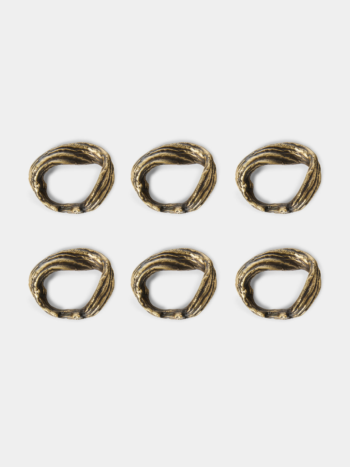 Bronze | Set of 6 | Leher Brass Napkin Rings by Viya | ABASK
