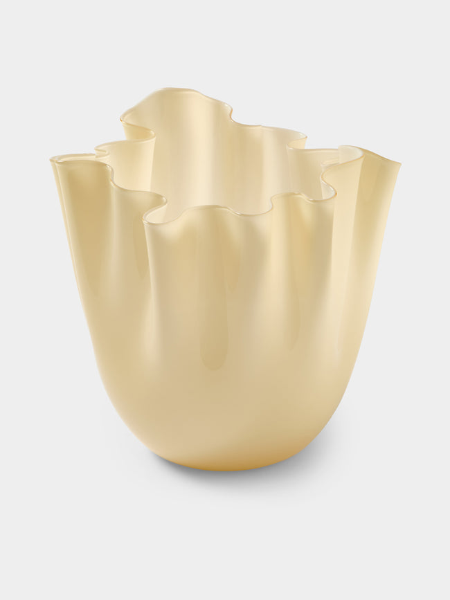 Venini - Fazzoletto Hand-Blown Murano Glass Vase (9.5in/24cm) - Yellow - ABASK - 