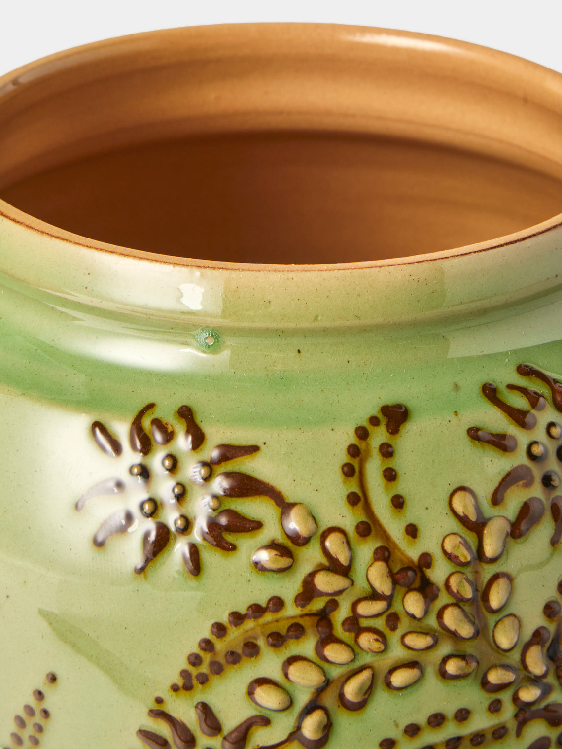 Poterie d’Évires - Flowers Hand-Painted Ceramic Vase (6.5in/17cm) - Green - ABASK