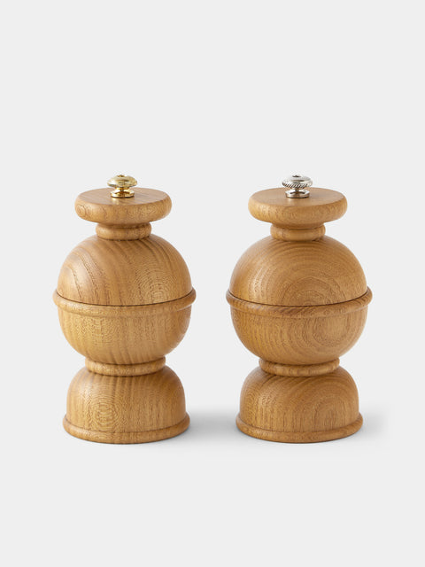 Yamani Woodworks - Hand-Turned Wood Salt and Pepper Mills (Set of 2) - Brown - ABASK - 