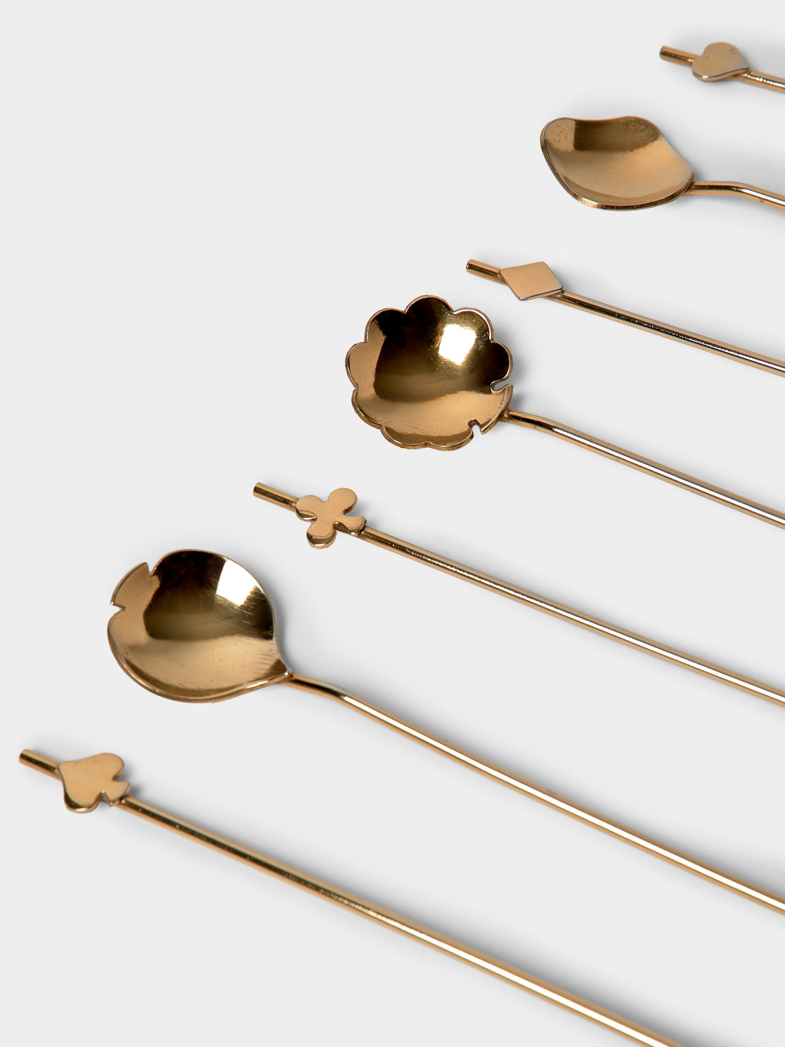 Antique and Vintage - | Set of 8 | Mid-Century Brass Cocktail Spoons - Gold - ABASK