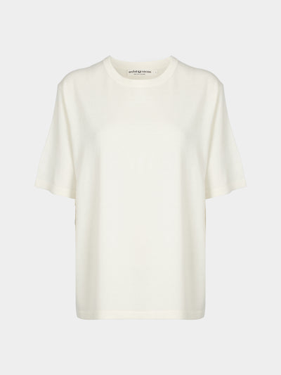 Arch4 - Golden Baby Goat Cashmere Oversized T-Shirt | Size: S - Cream - ABASK - 