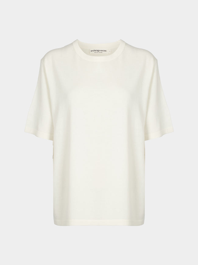 Arch4 - Golden Baby Goat Cashmere Oversized T-Shirt | Size: S - Cream - ABASK - 