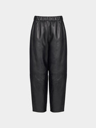 Dusan - Carrot Leather Trousers | Size: S - Navy - ABASK - 