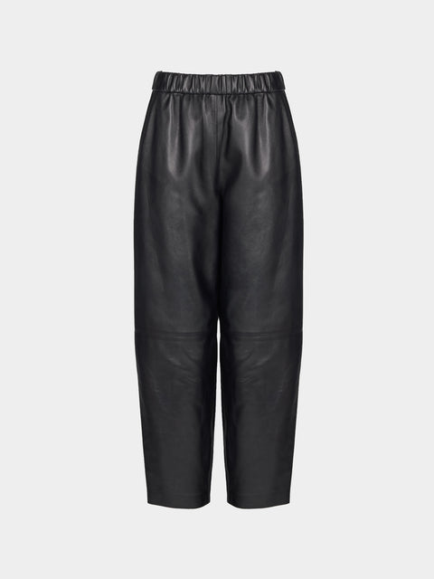 Dusan - Carrot Leather Trousers | Size: S - Navy - ABASK - 