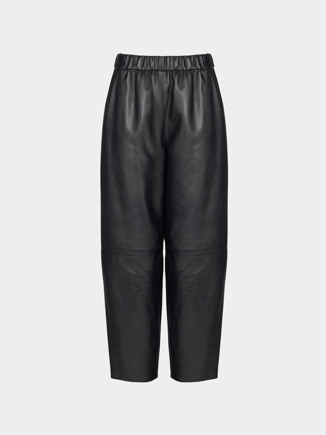 Dusan - Carrot Leather Trousers | Size: S - Navy - ABASK - 