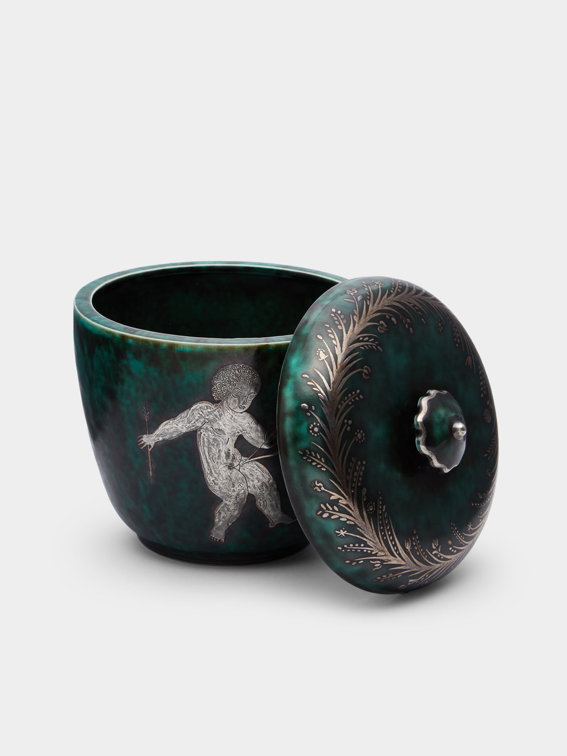 Antique and Vintage - 1930s Wilhelm Kåge Ceramic and Silver Pot -  - ABASK