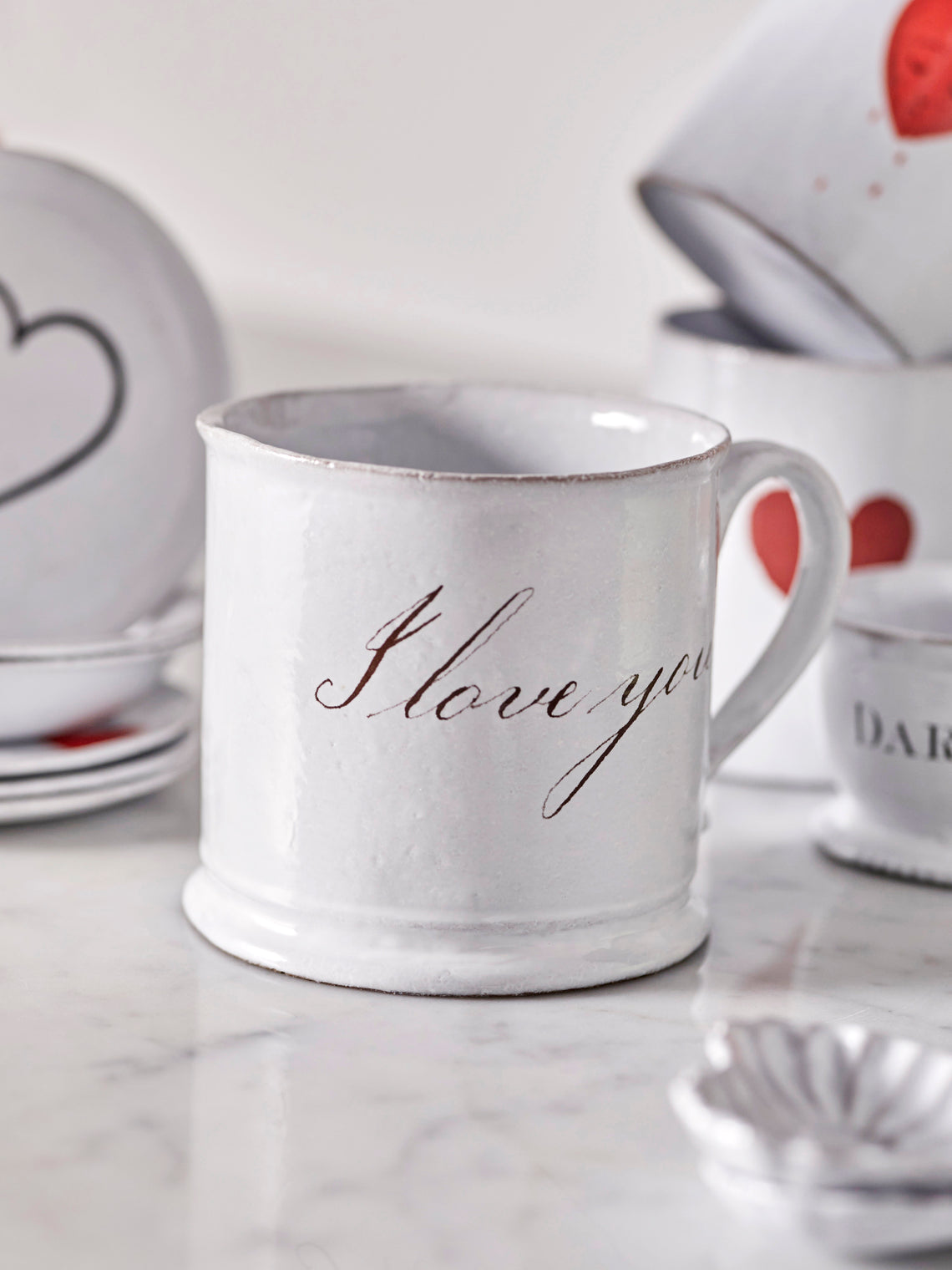 Astier de Villatte - I Love You Hand-Glazed Ceramic Mug (Set of 2) - White - ABASK