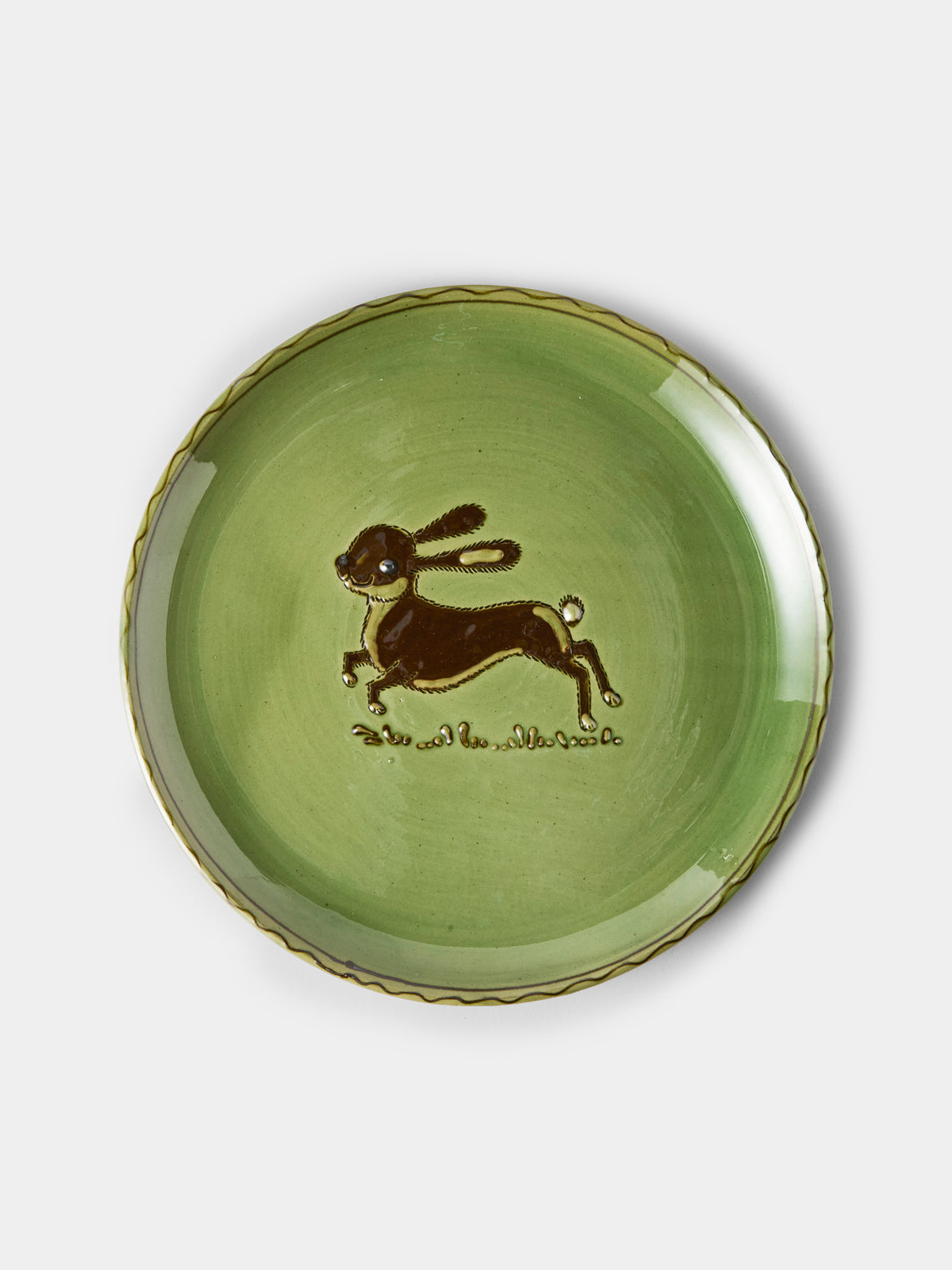 Poterie d’Évires - Animals Hand-Painted Ceramic Dinner Plates – 9.5in/24cm (Set of 4) - Green - ABASK