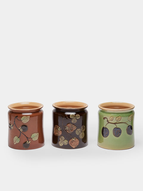 Poterie d’Évires - Fruits Hand-Painted Ceramic Confiture Pots (Set of 3) - Multiple - ABASK - 