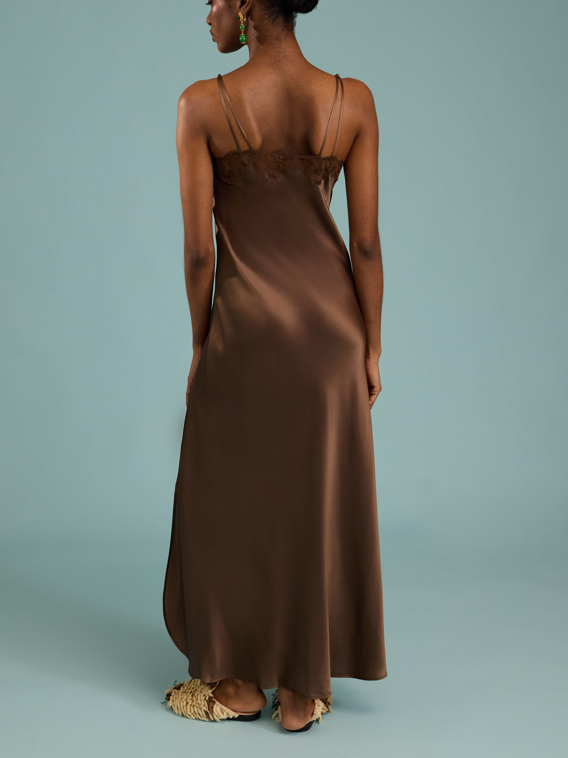 Loretta Caponi - Giadeite Silk and Lace Long Dress | Size: XS - Brown - ABASK