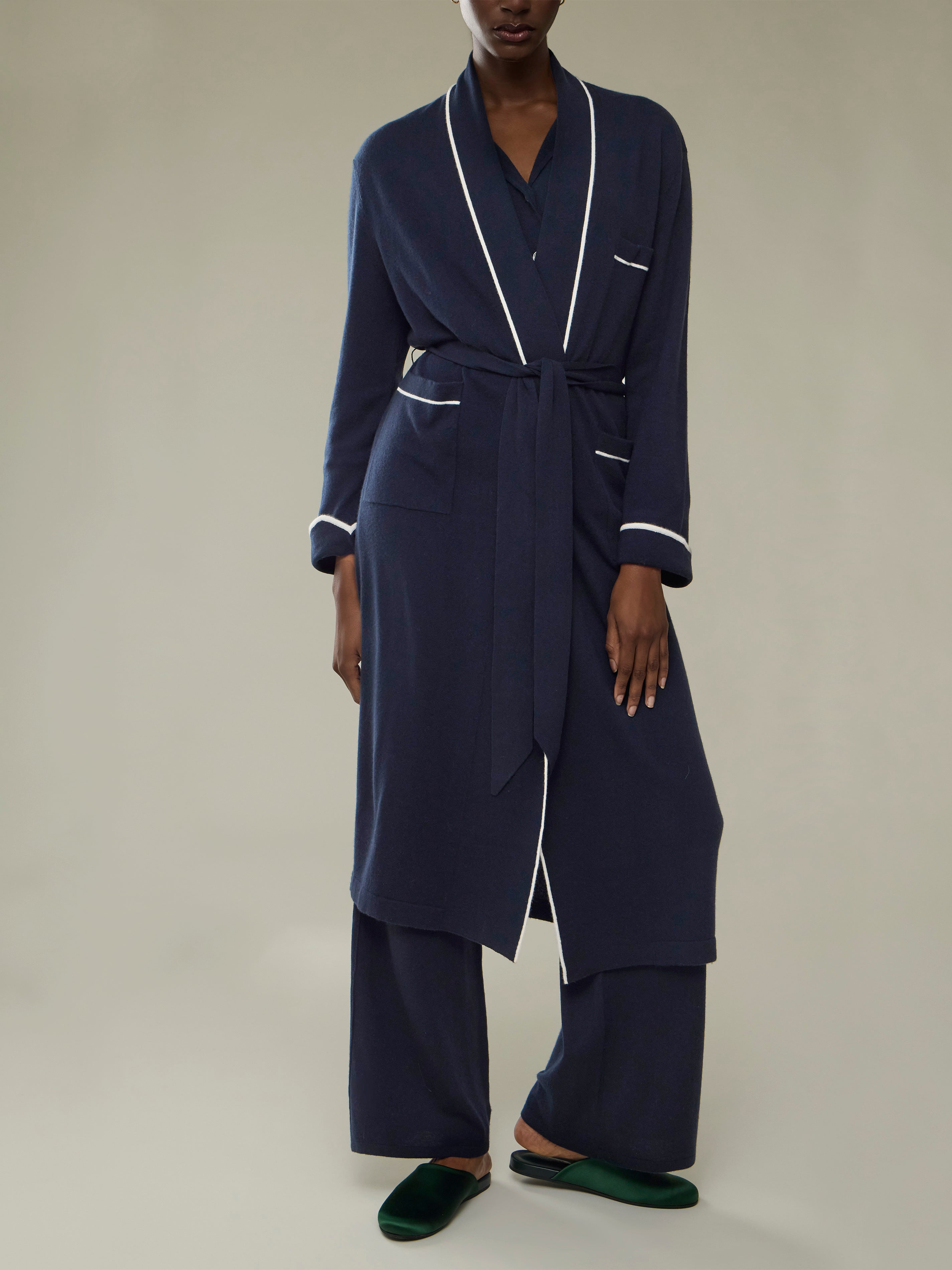 Goat Robe Blue Women's Sloane Baby Goat Cashmere Robe by Arch4 | ABASK