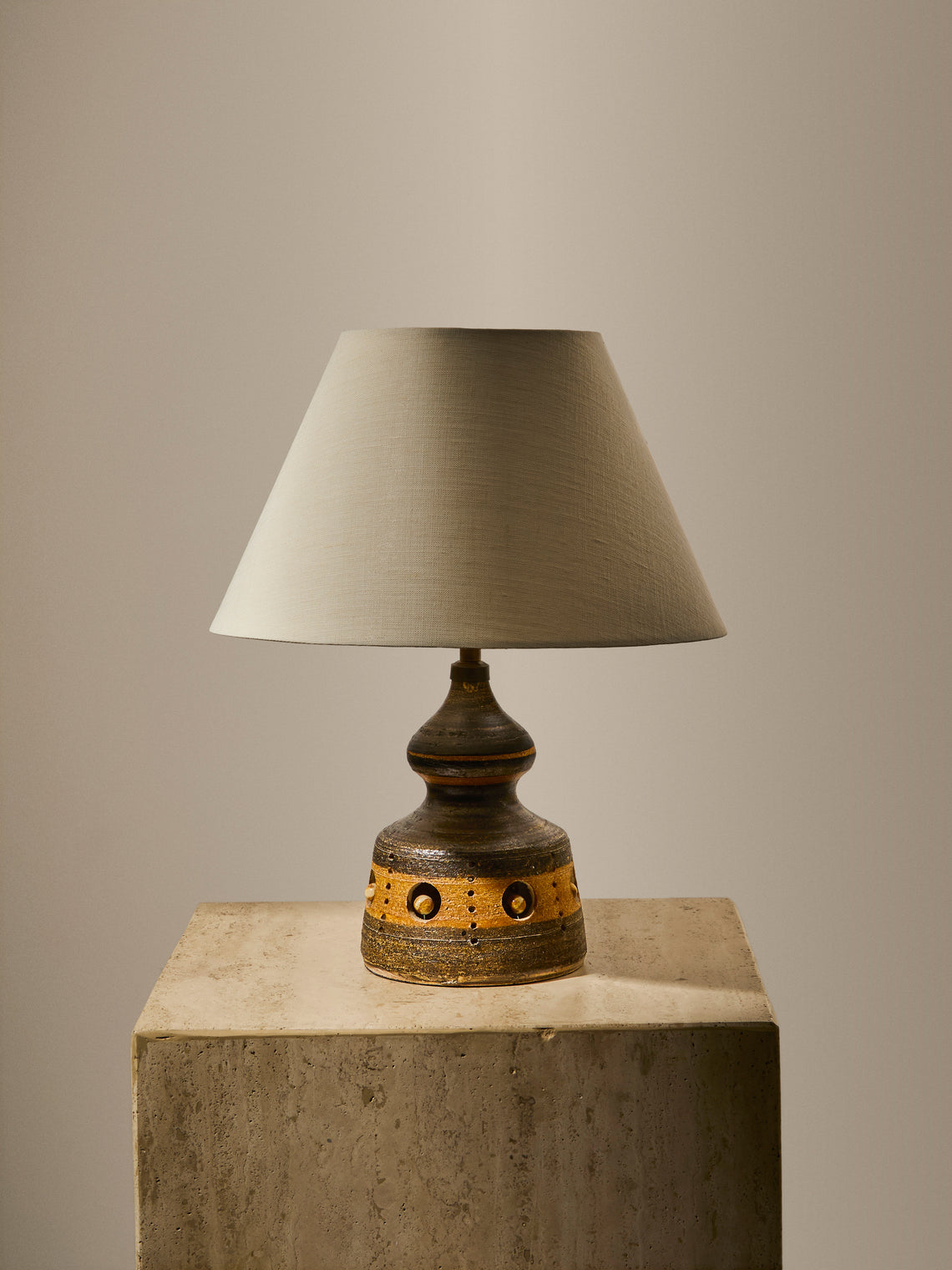 Antique and Vintage - 1960s Georges Pelletier Ceramic Table Lamp - Brown - ABASK