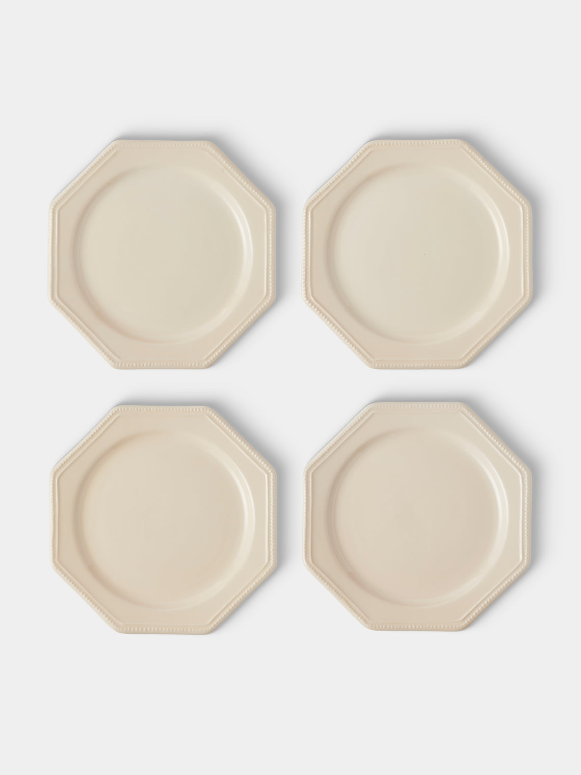 Maison Pichon Uzès - Louis XVI Hand-Glazed Ceramic Dinner Plates – 10in/26cm (Set of 4) - White - ABASK