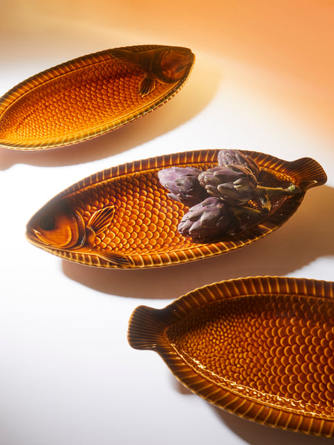 Antique and Vintage - 1950s Sarreguemines Fish Ceramic Platter -  - ABASK