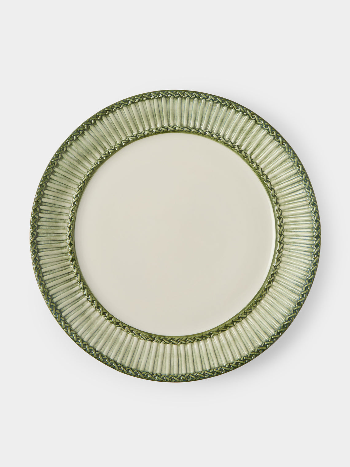 Tessalume Ceramiche - | Set of 4 | Wicker Hand-Painted Ceramic Charger Plates - Light Green - ABASK - 