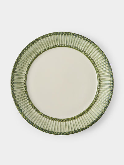 Tessalume Ceramiche - | Set of 4 | Wicker Hand-Painted Ceramic Charger Plates - Light Green - ABASK - 