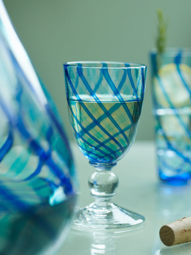 Emsie Sharp - Mouth-Blown Striped Wine Glass -  - ABASK