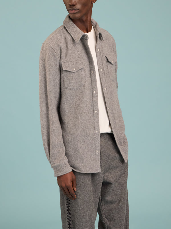 God's True Cashmere - Cashmere Shirt | Size: M - Gray - ABASK