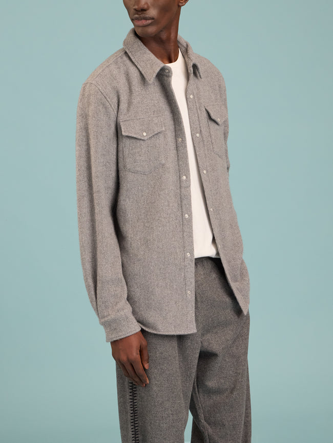 God's True Cashmere - Cashmere Shirt | Size: M - Gray - ABASK