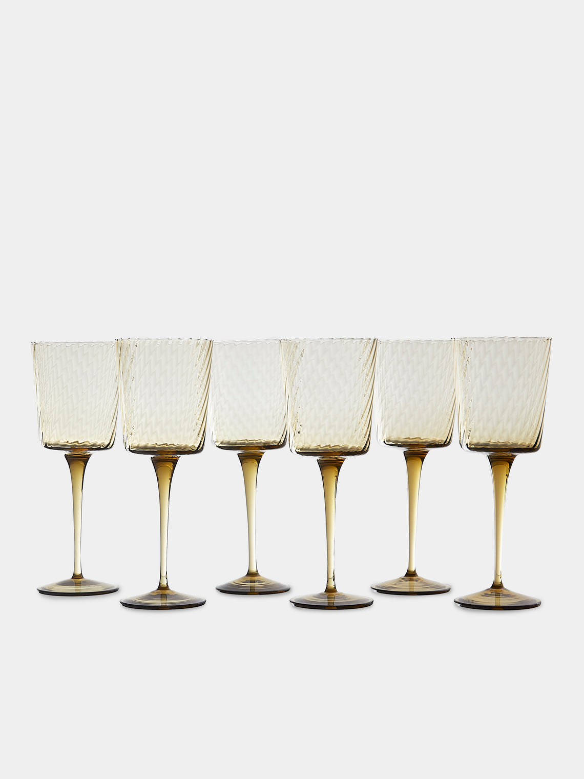 Mun Deluxe Brand Venezia - Torsé Hand-Blown Glass Wine Glasses (Set of 6) - Green - ABASK - 