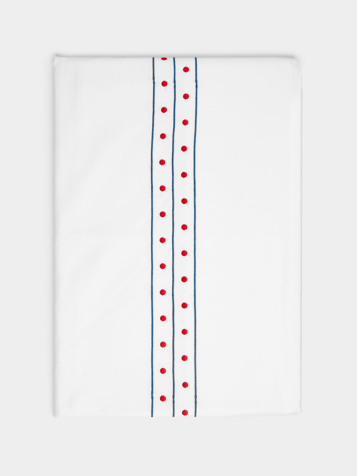 Loretta Caponi - Stripes & Dots Embroidered Cotton King-Size Duvet Cover -  - ABASK - 