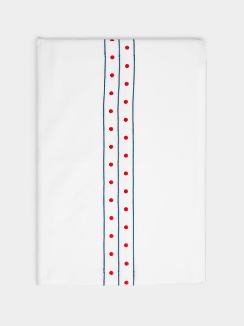 Loretta Caponi - Stripes & Dots Embroidered Cotton King-Size Duvet Cover -  - ABASK - 