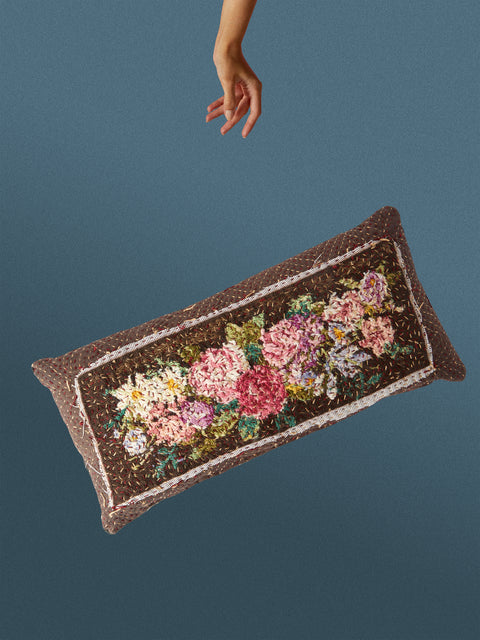 By Walid - 19th-Century Needlepoint Wool, Linen and Cotton Cushion (19.5in/50cm) - Multiple - ABASK