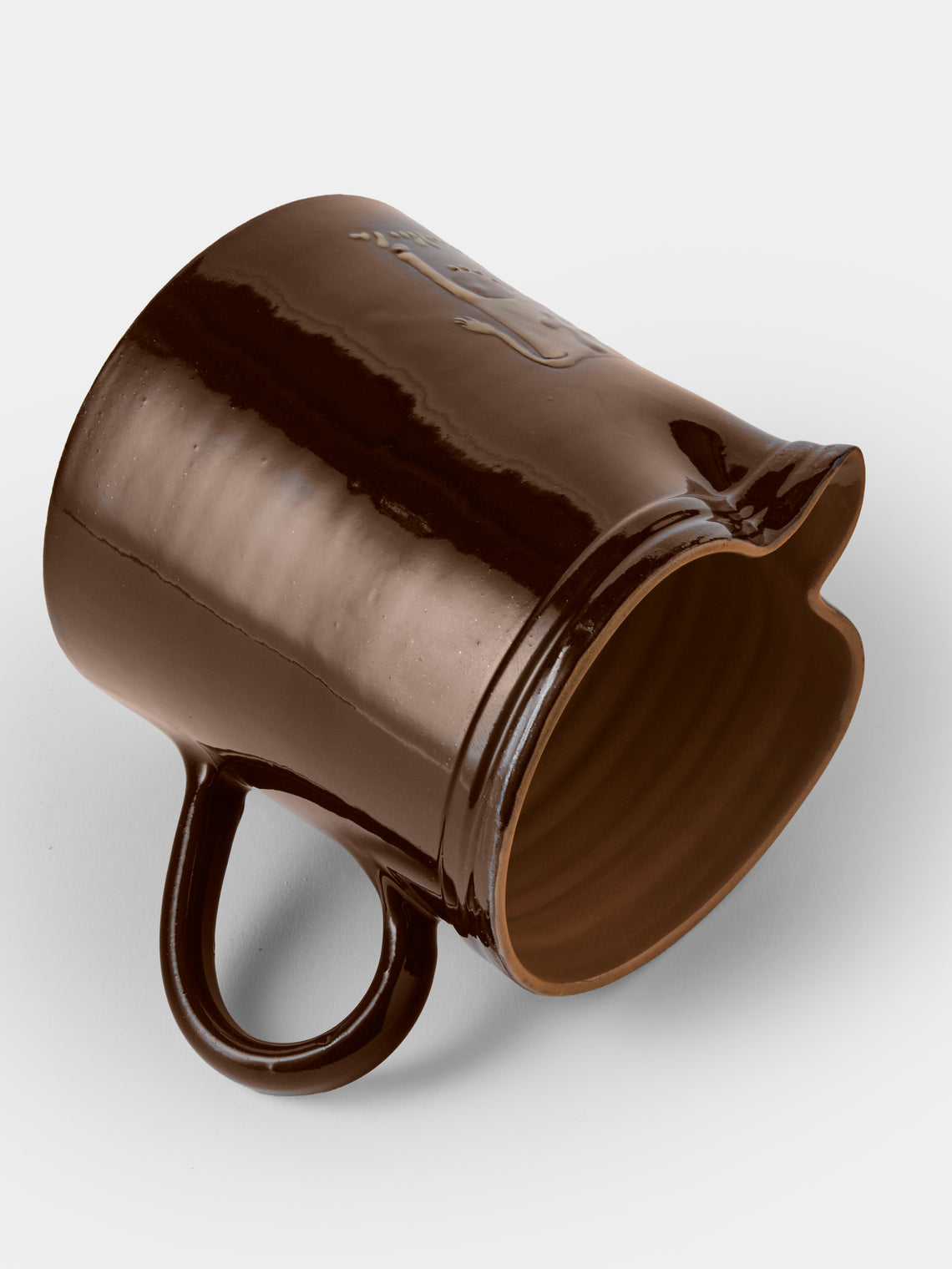 Poterie d’Évires - Cows Hand-Painted Ceramic Straight-Edge Medium Jug - Dark Brown - ABASK