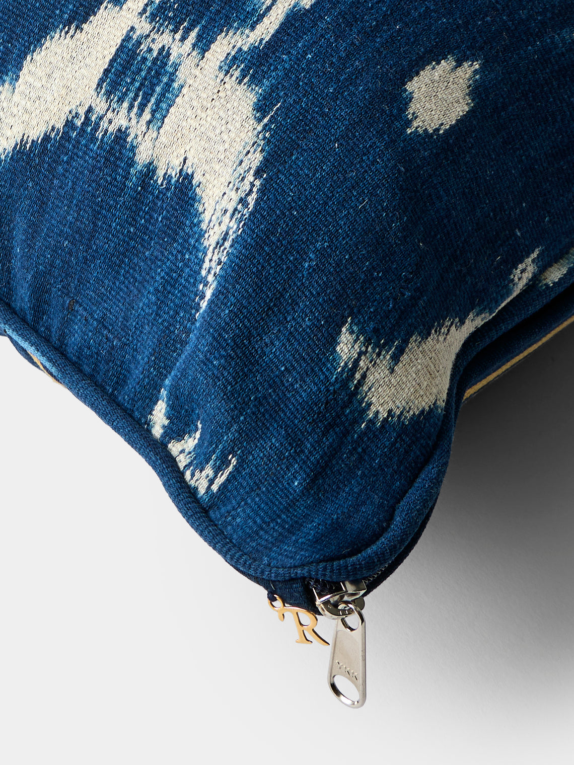 R Collective - Handwoven Ikat Cotton Cushion (35.5in/90cm) - Blue - ABASK