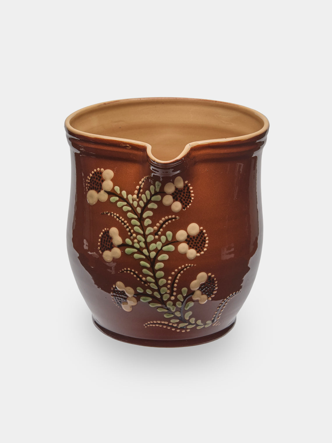 Poterie d’Évires - Flowers Hand-Painted Ceramic Jug (70.5oz/2L) - Light brown - ABASK