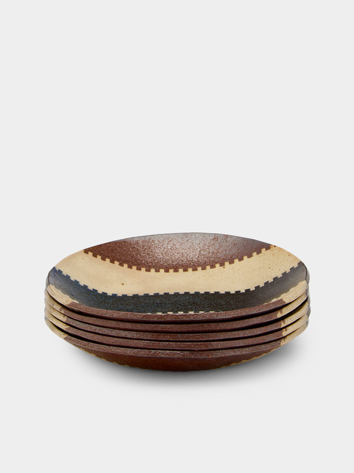 Makidani-gama - No. 2 Nerikomi Ceramic Plates – 8in/21cm (Set of 5) - Multiple - ABASK