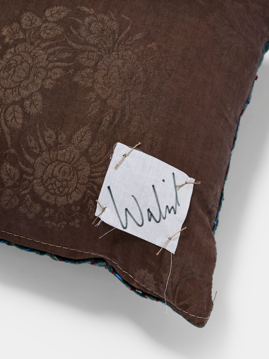 By Walid - 18th-Century English Embroidery Damask Pillow (19.5in/50cm) - Multiple - ABASK