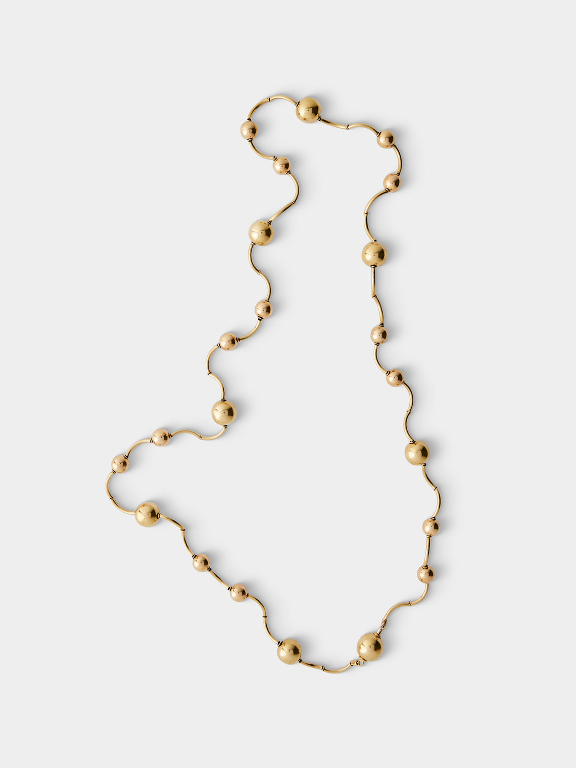 Mahnaz Collection - Vintage Manfredi 18-Karat Yellow Gold Long Ball and Twisted Tube Chain Necklace - Gold - ABASK