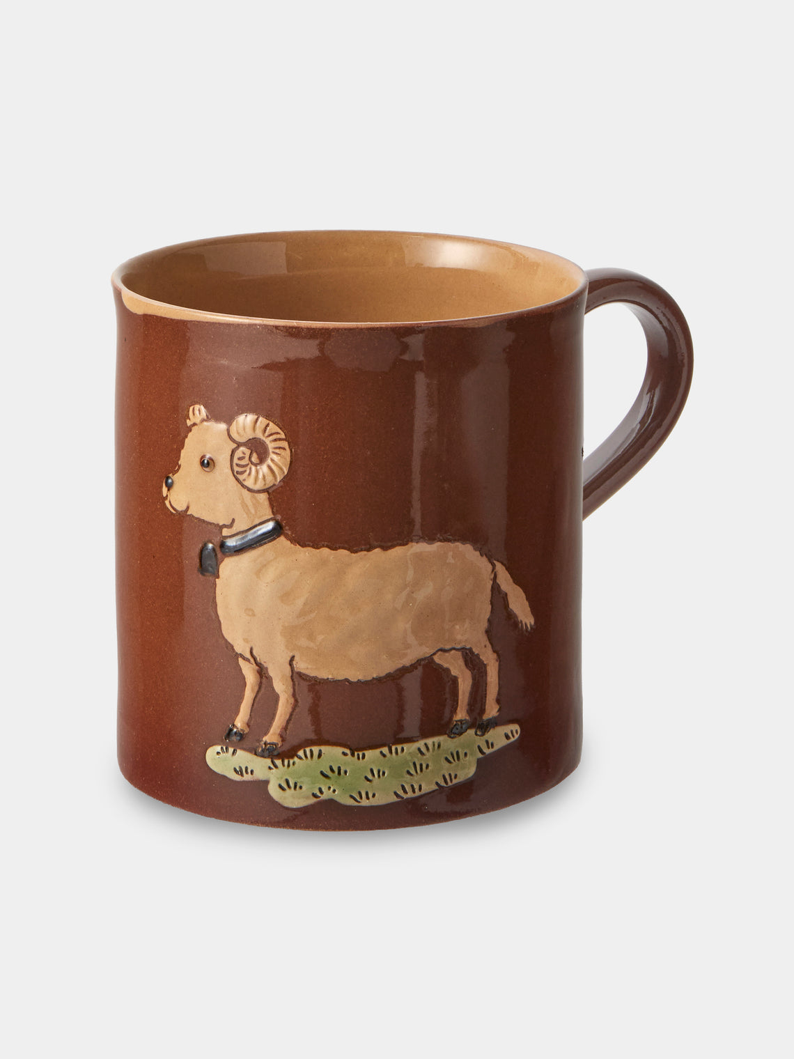 Poterie d’Évires - Animals Hand-Painted Ceramic Mugs (Set of 4) - Light Brown - ABASK