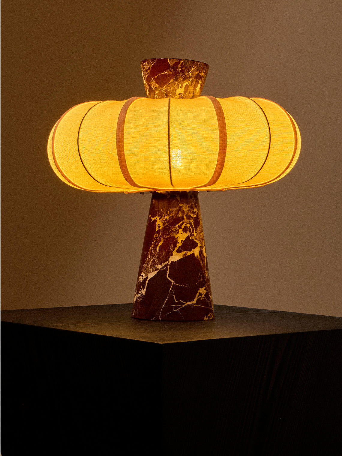 Zavadski - Andorra Art Deco Stone and Fabric Table Lamp - Red - ABASK