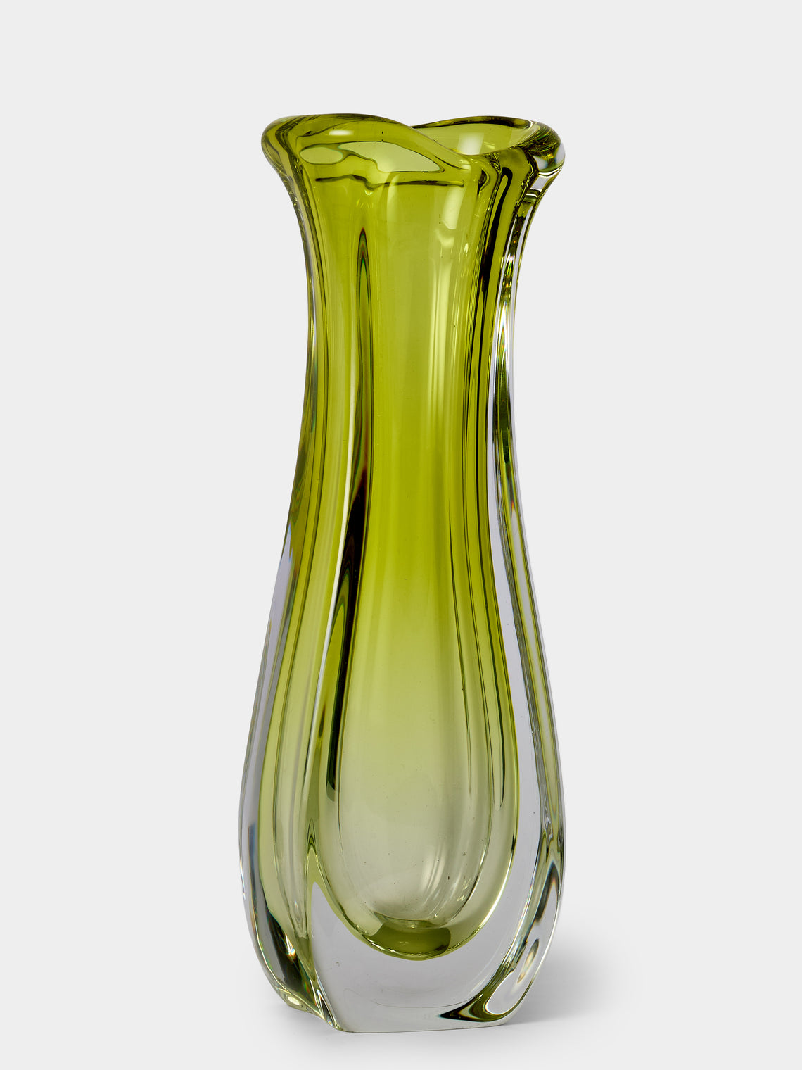Antique and Vintage - 1920s Val Saint Lambert Crystal Vase (17in/43.5cm) - Green - ABASK