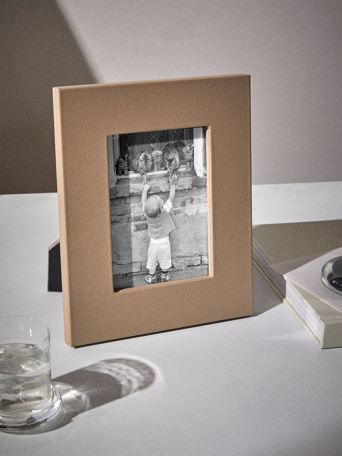 Pinetti - Leather Photo Frame (5x7”) - Taupe - ABASK