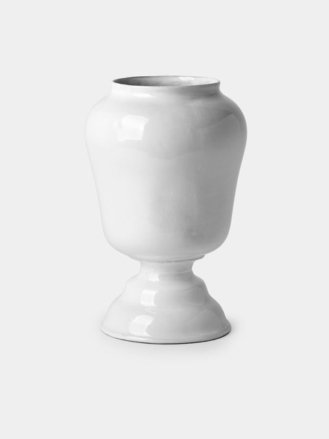 Astier de Villatte - Apothicaire Hand-Glazed Ceramic Vase (13in/33.5cm) - White - ABASK - 