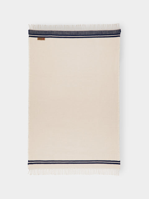 The House of Lyria - Occasione Cotton and Linen Throw (75in/1.9m) - Blue - ABASK - 