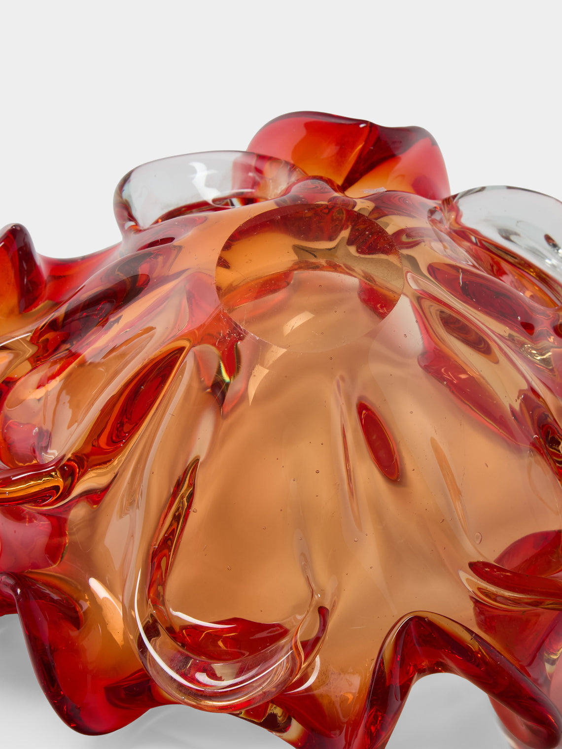 Antique and Vintage - Mid-Century Crystal Ashtray - Red - ABASK