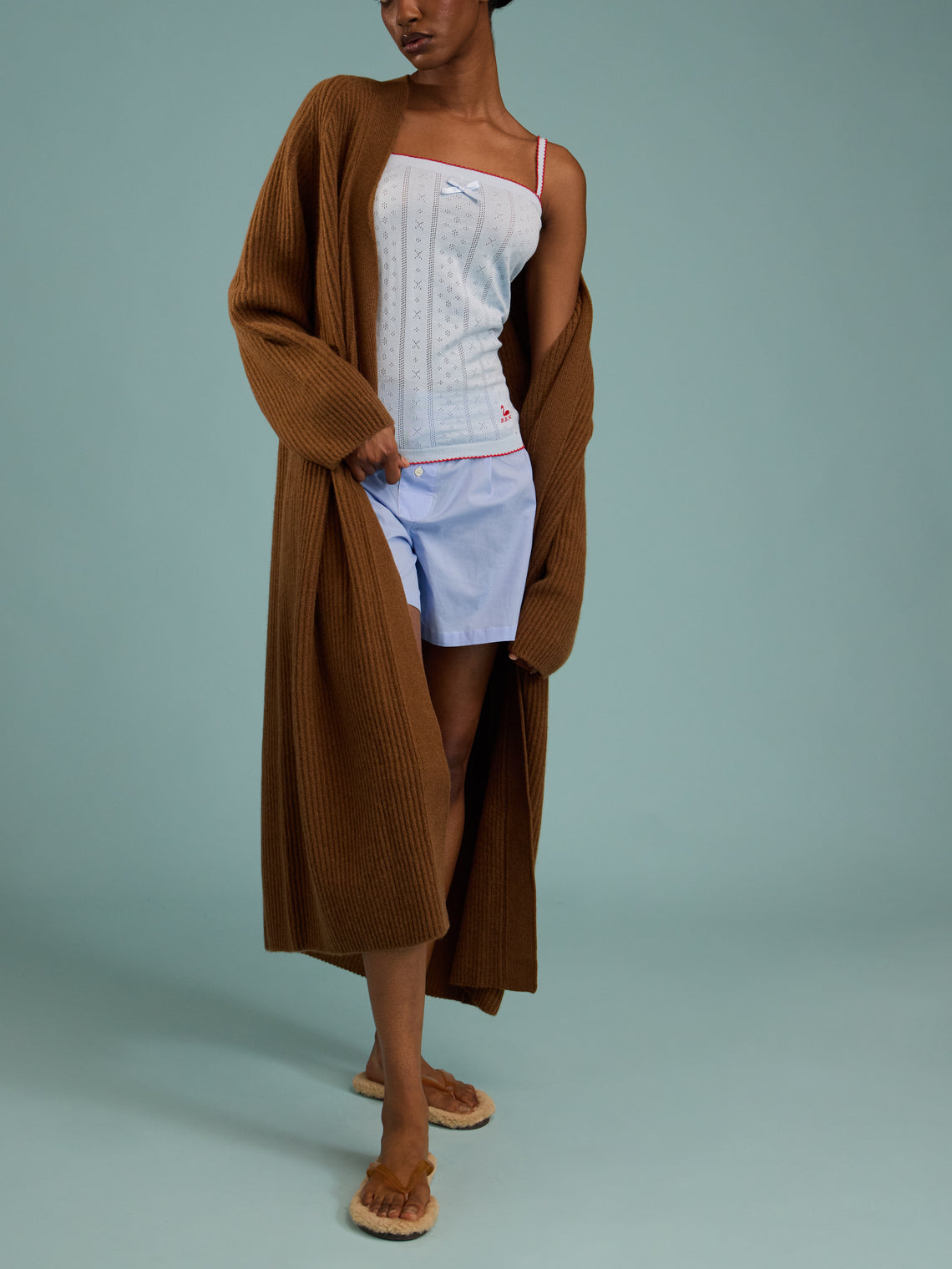 B.B. Wallace - Chicago Cotton Pointelle Camisole Top | Size: S - Light Blue - ABASK