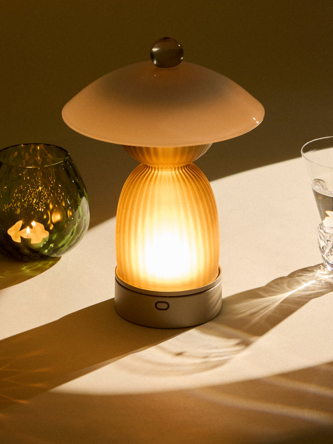 NasonMoretti - Jingasa Hand-Blown Murano Glass Portable Table Light - White - ABASK