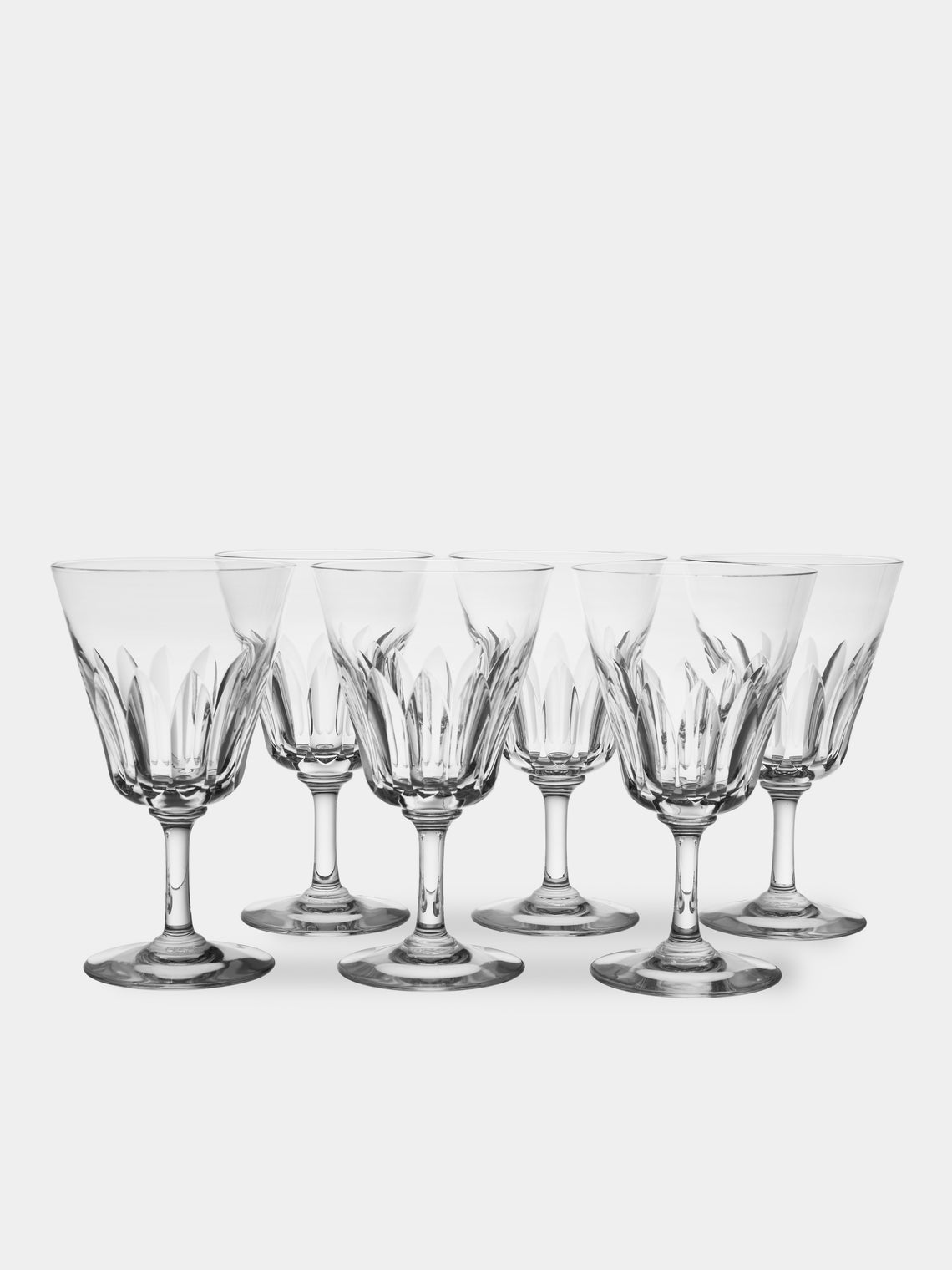 Antique and Vintage - Early-20th-Century Baccarat XIX Chauny Crystal Wine Glasses (Set of 6) - Clear - ABASK