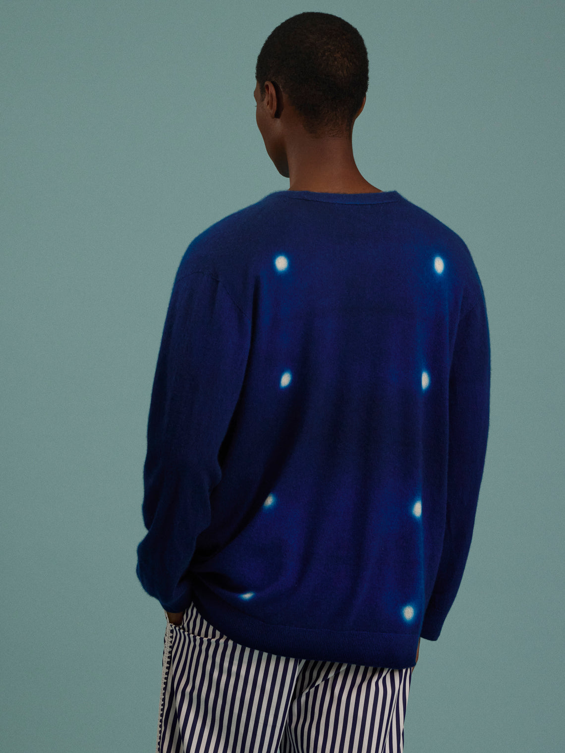 Suzusan - Shibori Cashmere Seamless Wide Cardigan - Blue - ABASK