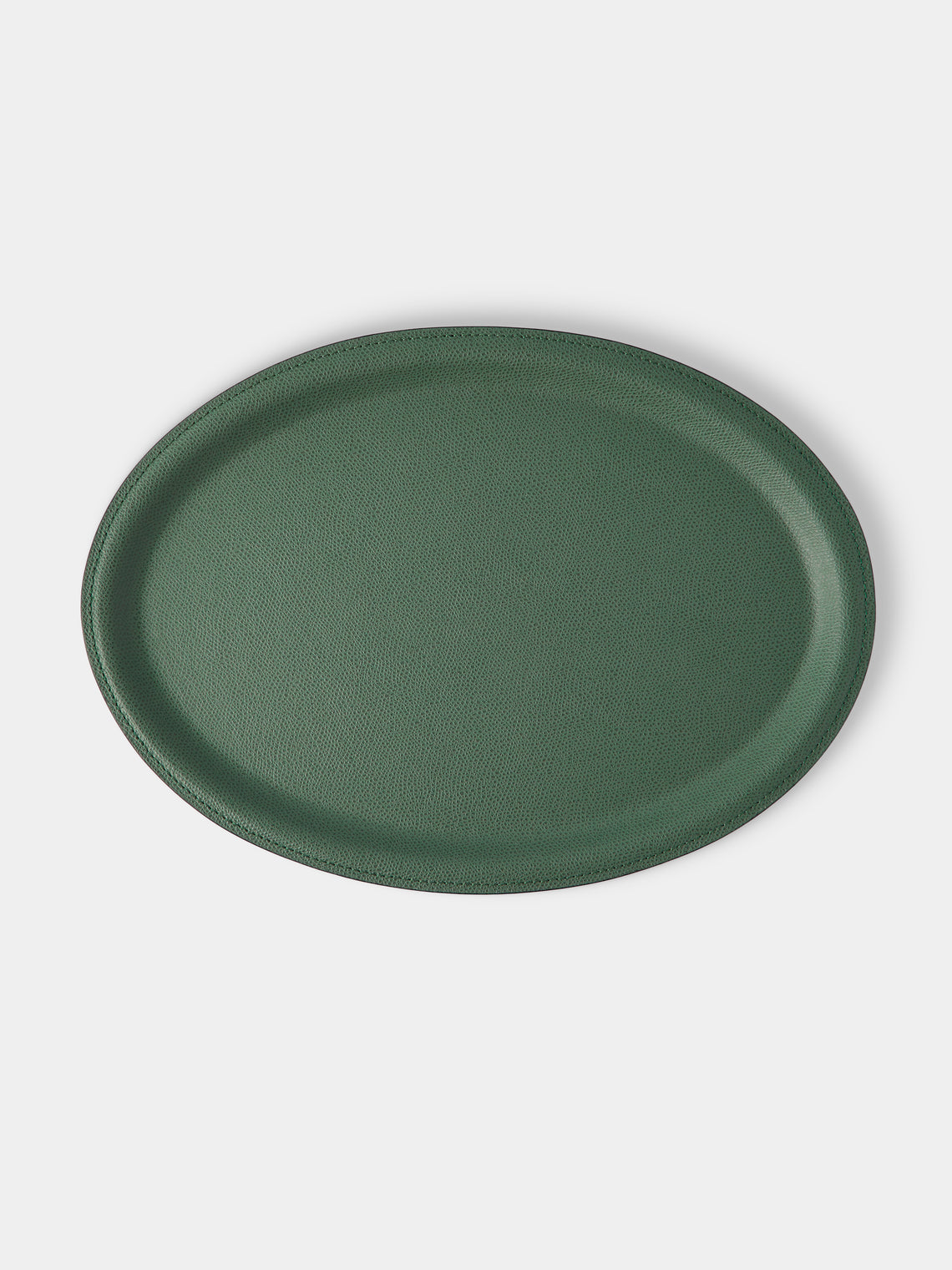 Giobagnara - Miramar Leather Oval Tray (13in/33cm) - Green - ABASK - 