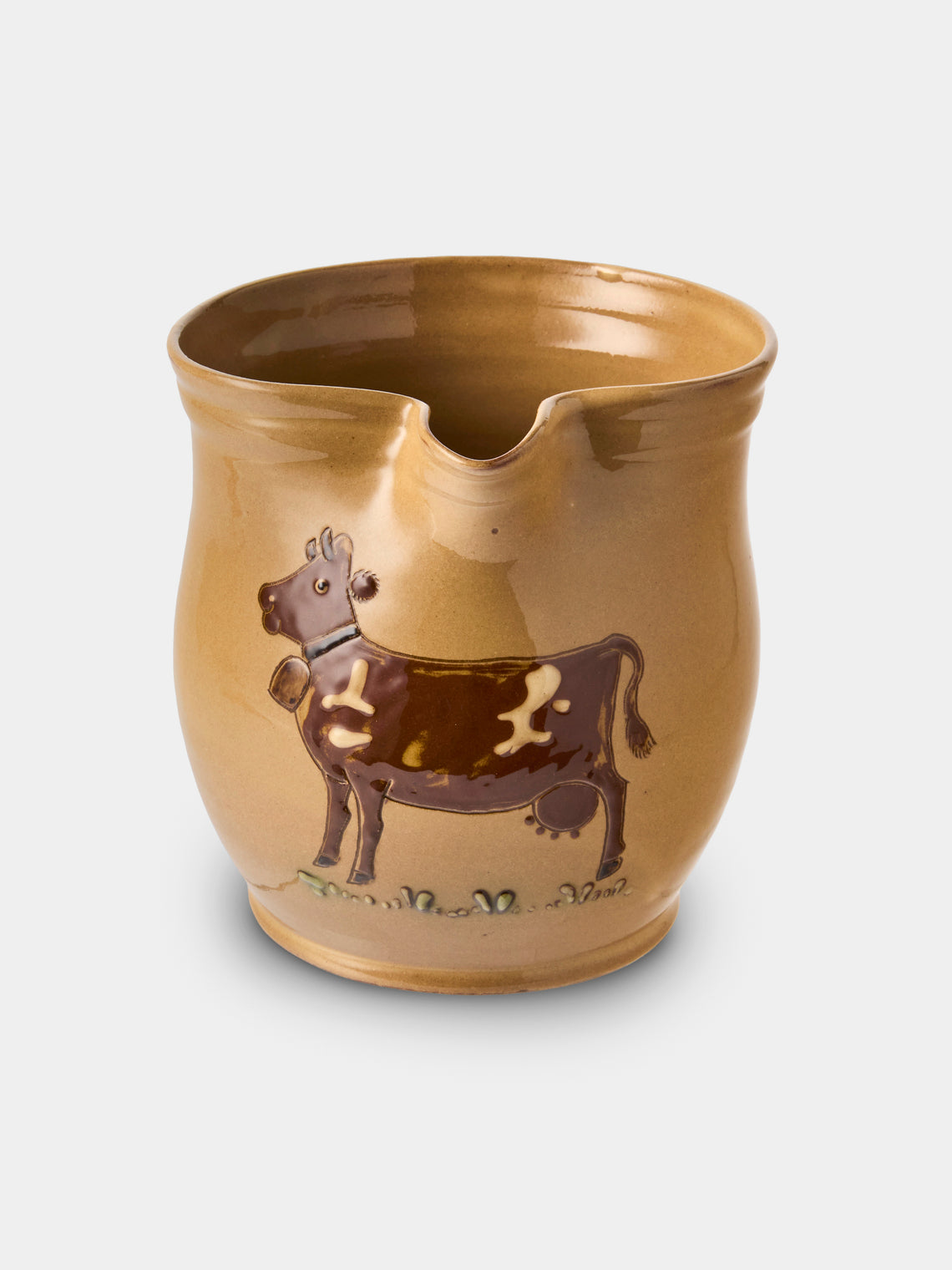 Poterie d’Évires - Cows Hand-Painted Ceramic Medium Jug - Cream - ABASK