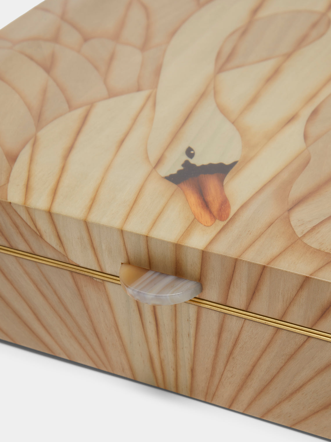 Silvia Furmanovich - Swans Marquetry Wood Box - Beige - ABASK